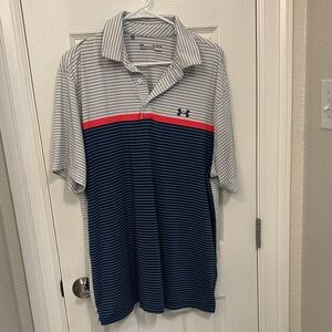 Under Armour Men’s Navy, Gray & Red Striped Performance Polo